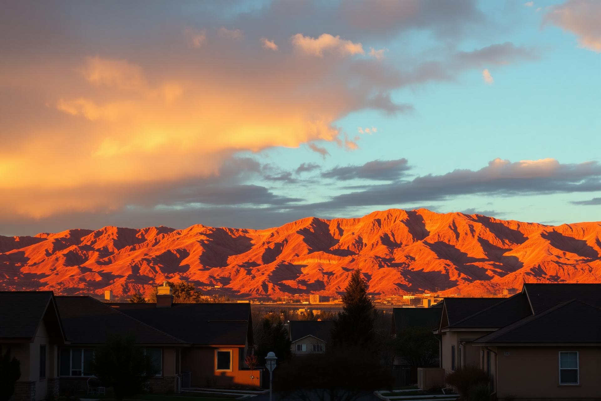 Nevada landscape at golden hour with the Sierra Nevada mountains